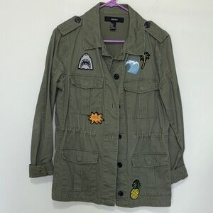 Olive Army Jacket with Patches